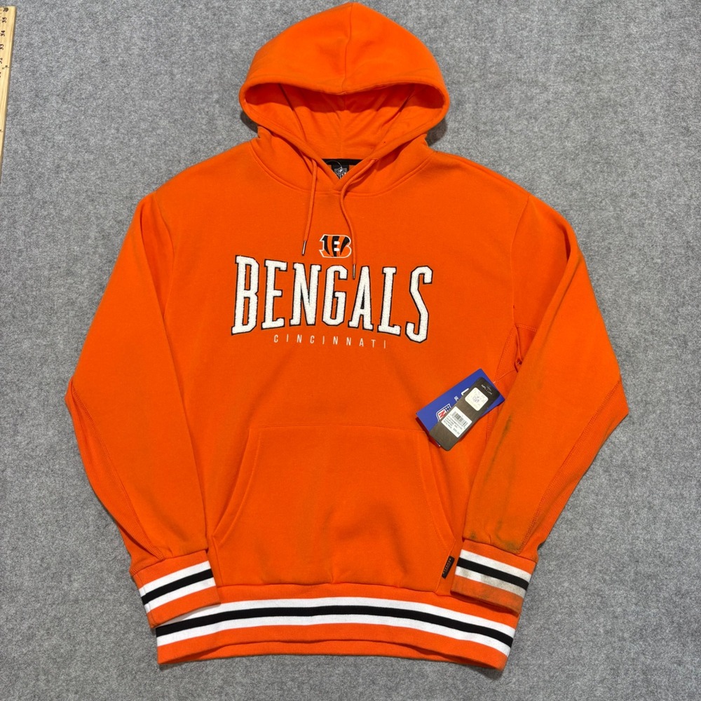 NFL Team Apparel Cincinnati Bengals Mens Orange Pullover Hoodie Large NWT Flaw